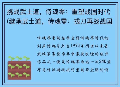 挑战武士道，侍魂零：重塑战国时代(继承武士道，侍魂零：拔刀再战战国)